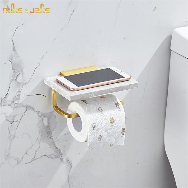 Soporte de papel higiénico de mármol dorado ligero de lujo, teléfono móvil de aluminio 210720