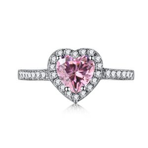 Lichte luxe hartring delicate roze en witte edelsteen zirong diamantringen voor vrouwen bruiloften verloving