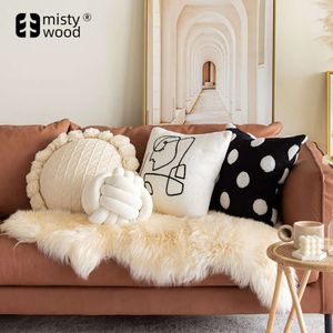 Couvercle d'oreiller abstrait haut de gamme luxe de luxe avec pois nordique coussin circulaire de style Instagram Nordique