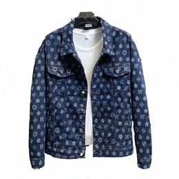 Chaqueta de mezclilla ligera de lujo de alta gama para la primavera y el otoño de los hombres Fi Brand High Street Work Jacket, versión coreana New Top I1ky #