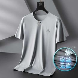 Lichte luxe high-end Ice Sense heren T-shirt met korte mouwen Zomer dunne zijde Half effen kleur Slim Fit Sneldrogend