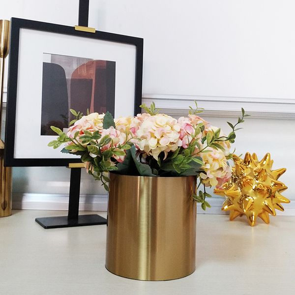 Lumière de luxe ins style modèle chambre salon chambre meuble TV armoire à vin décoration florale vase en métal doré galvanisé