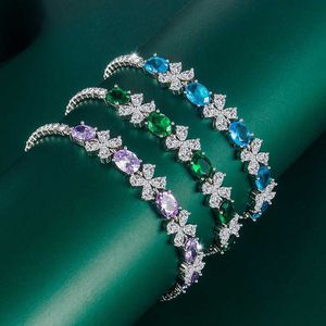 Lichte luxe niche-ontwerp bloemenarmband vrouwelijke internetberoemdheid veelzijdige persoonlijkheid high-end paarse zirkoonarmband sieraden PKMF