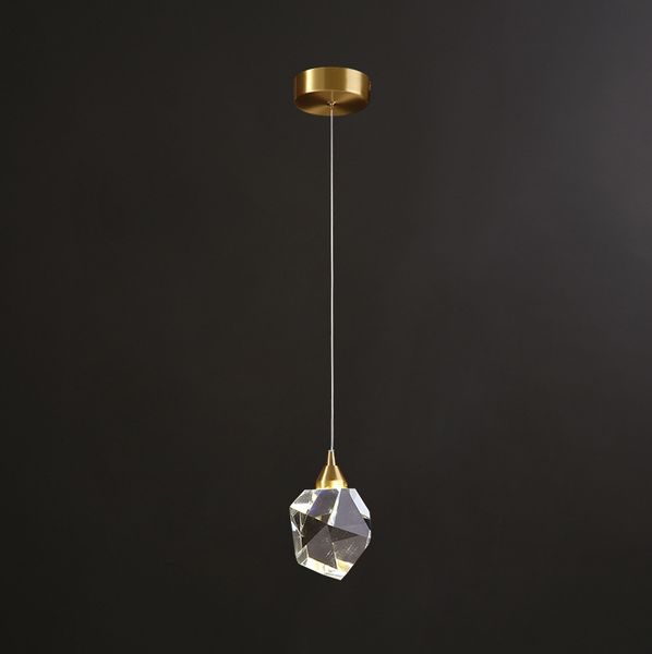 Lumière de luxe post-moderne tout en cuivre pendentif lumières simple salle à manger salon suspension lampe café allée éclairage lustre en cristal