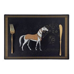 Napperon de Table à manger imprimé cheval rétro, léger et de luxe, imperméable, résistant à l'huile, en cuir occidental, tapis de Table haut assorti