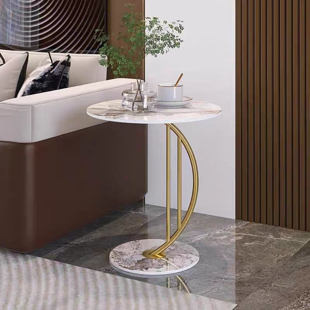Lichte luxe rotsplaat klein rond bureauboek thee salontafel console hal design hoekmeubilair voor woondecoratie