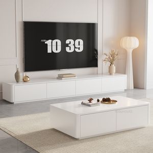 Lichte luxe leisteen tv -stands salontafel set minimalistisch moderne woonkamer tv -kasten minimalistische massieve houten vloer wandkast