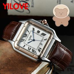 Luxury Luxury Square Greek Numeral Men's Watch Leather Calendrier Chronograph Calendrier Chronographe Luminal Sapphire Fou