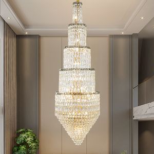 Lichte luxe trappenhuis lange kroonluchter Villa duplex loft holle post-moderne eenvoudige keuze lege woonkamer kroonluchter kristallen lamp