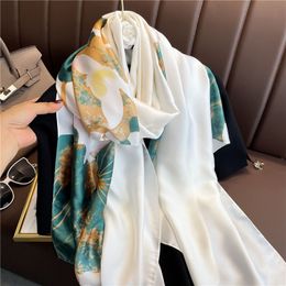 Lichte luxe stijl sjaaldoorleerdoorweer lente/zomer nieuwe zijden modebloem zonnebrandcrème sjaal sjaal