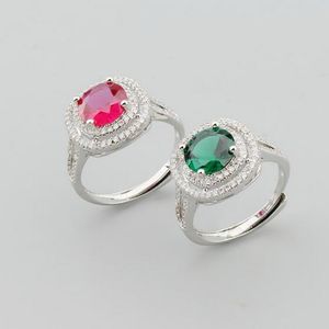Licht luxe temperament vol met diamantgroen puntige diamantring teelt diamant rode diamant damesring ontwerper sieraden