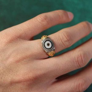 Pilon en diamant tibétain de luxe léger, bague d'index de Style ethnique ancien Tianzhu à un œil, bague polyvalente pour hommes et femmes