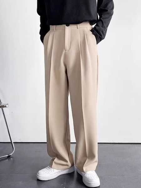 Style mature léger Automne et Hiver Mens Wide Cut Drape Pantalon Ligue droite 240415