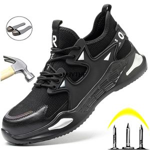 Light Men Safety Shoes With Steel Toe Cap Work Sneakers Male Indestructible Shoes Non-slip Work Boots Men Puncture-Proof Shoes