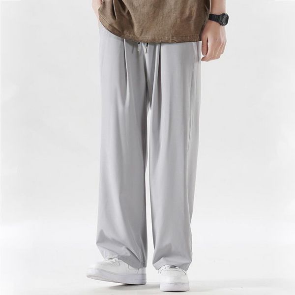 Léger hommes Baggy glace soie été pantalons décontractés homme droit ample Cool maison pantalon séchage rapide vêtements de sport Streetwear Hiphop