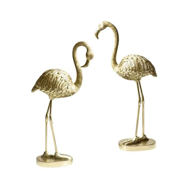 Objets légers Nordic Golden Decorative Flamingo Window Home Resin Decoration Crafts TV Cabinet Personnalité Créative Dorations S