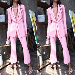 Costume pantalon pour mère de la mariée rose clair, costumes d'affaires pour femmes, tenue formelle pour mariage, Blazer de smoking (veste + pantalon), 2019