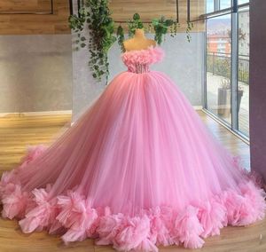 Robe de bal rose clair Quinceanera robes 2023 volants à plusieurs niveaux Tulle femmes douce 16 robe de soirée formelle élégante longue robes de bal