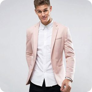 Lichtroze mannen pakken bruiloft slim fit bruidegom bruidegom smoking prom dragen party beste mannen blazers 2 stuks (jas + broek)