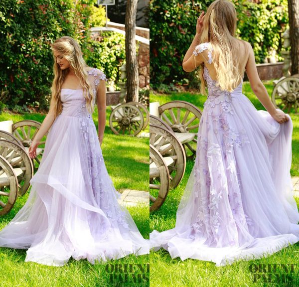 Lumière Violet Robes De Bal Une Épaule Sexy Backless 3D Floral Appliques Balayage Train Pas Cher Formelle Robe De Soirée Plus La Taille Femmes Robes