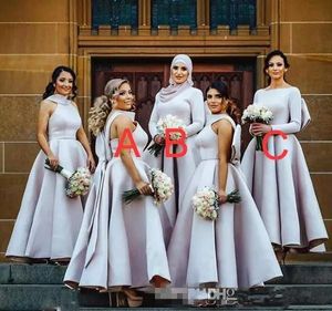 Licht paars gezwollen grote boog bruidsmeisje jurken moslim Arabische vrouwen formele jurken plus size bruiloft feestjurk