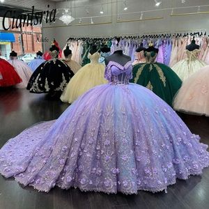 Ligero Púrpura Chemanda con lentejuelas Vestidos de Anos Quinceanera XV Brithday Vestidos dulces Vestidos de pelota