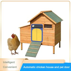 Licht Sense Control Automatic Smart Smart Pet Chicken Coop Deuropener Batterij aangedreven huisdieren Duck Auto Open Close House Door