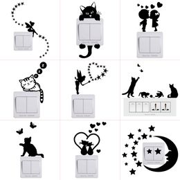 Lichtschakelaar Sticker Kids Baby Kinderkamer DIY Wanddecoratie Kat Hond Fairy Maan Sterren Sticker voor Kinderen Slaapkamer Home Decor