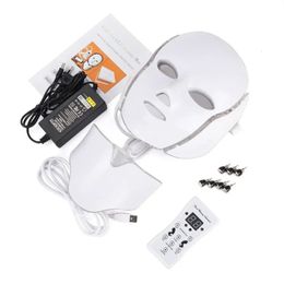 Lichte therapie acne masker nek schoonheid led witte gezichtsgezicht 7 kleuren Koreaanse pon face machine 240318