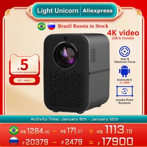 Light Unicorn M6 PRO 1080P LED 4K Proyector de vídeo Android 6000 lúmenes 5G Wifi Beamer Enfoque automático Cine en casa Smartphone Bluetooth 240112