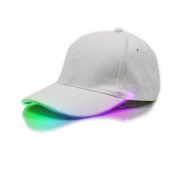 Gorra de béisbol iluminada, sombrero LED de cumpleaños para hombres y mujeres, concierto brillante, festivales rave, accesorios de disfraces de fiesta rave de Halloween, color blanco