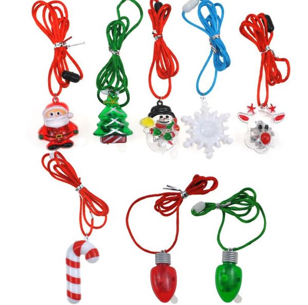 Light-Up Christmas Bulb Colliers Bijoux Festive Holiday Clignotant Pendentif Colliers Xmas Party Favors Stocking Stuffers