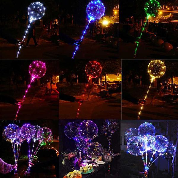 Light Up Colorful Clear Bubble Balloons Kit para exterior e interior Fiesta de cumpleaños San Valentín Navidad Boda Año Nuevo Decoración HKD230808