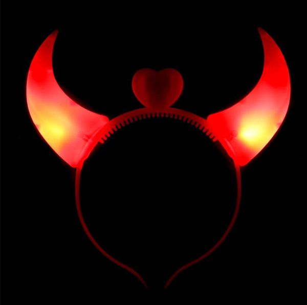 Light Up Devil Horns Diadema Novedad Led Rave Toy Halloween Navidad Cumpleaños Atmósfera props