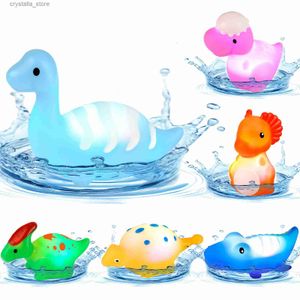 Oplichtende Drijvende Dinosaurus Babybad Speelgoed Knipperend Kleur Veranderend Licht in Water Bad Douche Speelgoed voor Peuters Kerstcadeaus L230518