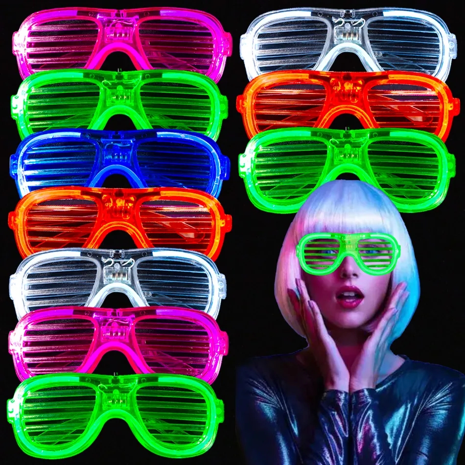 Light Up LED Glasses Bulk 5 colori Glow Glasses Glow In The Dark Forniture per feste Neon Bomboniere per bambini Adulti LT0107