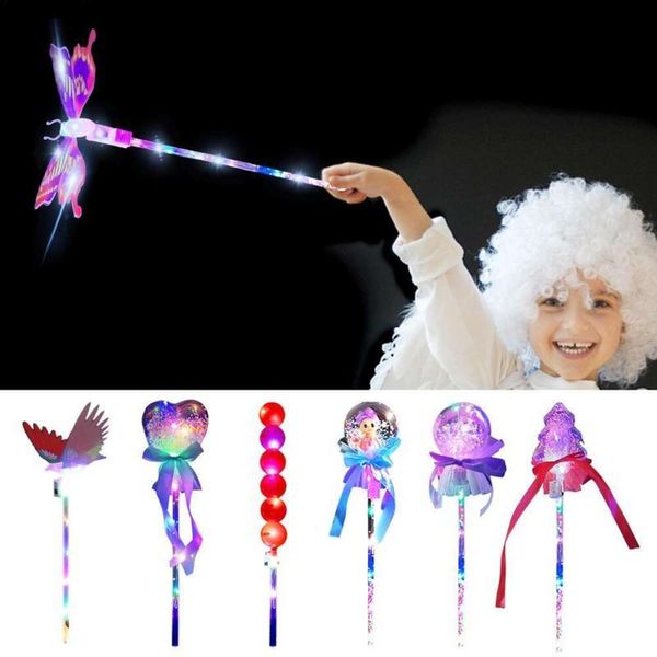 Baguette magique lumineuse LED clignotante, jouets, baguette de princesse scintillante à main pour Costume de fille, spectacle de jeu de rôle