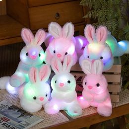 Verlichting Rabbit pluche speelgoed schattig kleurrijke licht omhoog pluche knuffels konijnpop Kawaii Bunny Peluche kerstcadeau voor kinderen 240424