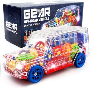 Jouets de bébé de véhicule tout-terrain de jeu transparent éclairé avec musique et lumières jouets de voiture sensoriels pour tout-petits à piles de 8 pouces pour garçons et filles