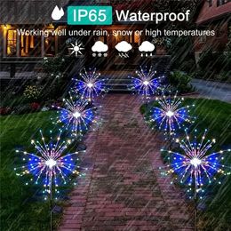Ilumine su jardín con nuestras luces solares de fuegos artificiales de 60 LED, perfectas para decoraciones navideñas de Año Nuevo