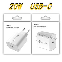Chargeur mural léger USBC Type C PD 18W 20W Charge rapide rapide Adaptateur secteur EU US pour iPhone 11 12 13 14 Pro Max téléphone Android avec boîte