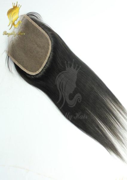 Fermeture en dentelle yaki légère 384 Joués blanchis Italien Light Yaki Human Hair Lace Ferme de cheveux noirs Naturel Couleur 76364916755319