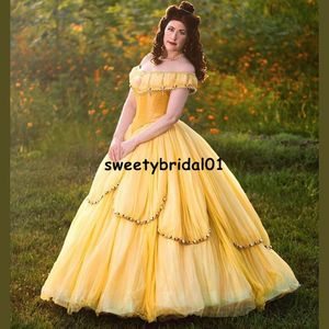 Robe de Quinceanera jaune clair 2021 perles paillettes douce 16 robes vestidos de 15 Novia Pageant robes