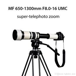 Lightdow 650-1300mm F8.0-F16 Super téléobjectif Zoom manuel + T2-AI pour Canon EOS Rebel T7, T7i, T6, T6i, T5, T5i, SL2, 80D, 77D,70D