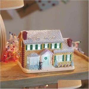 Verlichte kerstdecoraties Village Vakantie Building Decoratie voor thuislicht gloeiend klein huis creatief dhaft