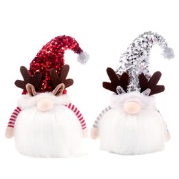 Verlichte kerst GNOME ornamenten handgemaakte pailletten hoed pluche anonieme elf pop vakantie partner thuis tafelblad decor xbjk2111