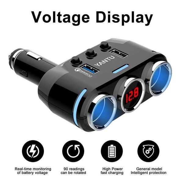 Briquet 12V24V voiture allume-cigare prise répartiteur prise LED USB chargeur prise adaptateur Port 3 voies Auto pour téléphone portable DVR accessoires