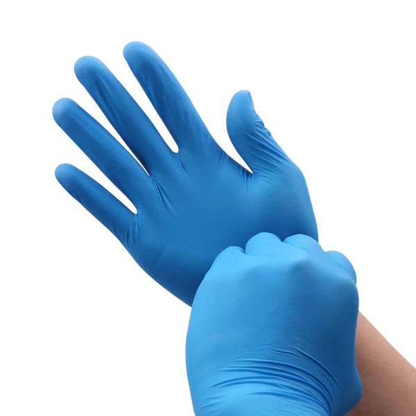 Briquets 100 pièces bleu résistant aux produits chimiques en caoutchouc Nitrile Latex travail ménage cuisine nettoyage à domicile réparation de voiture tatouage gants de lavage de voiture