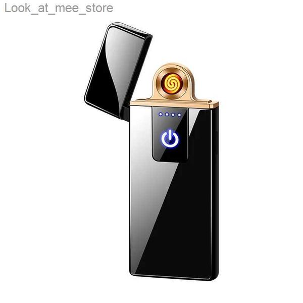 Briquets 2024 coupe-vent USB charge capteur tactile lumière C-type cigare lumière hommes petit outil cadeau accessoires pour fumer Q240305