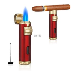 Aanstekers Sigarenaansteker Winddicht Mini Pocket 3 Jet Torch Blue Flame Butaangas Torch Sigarettenaanstekers Sigarenaccessoires met naald YQ240124